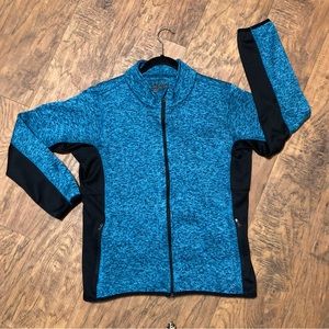 NYC Wmns blue/black jacket pockets, collar, Sz Xlg comfy stretchy